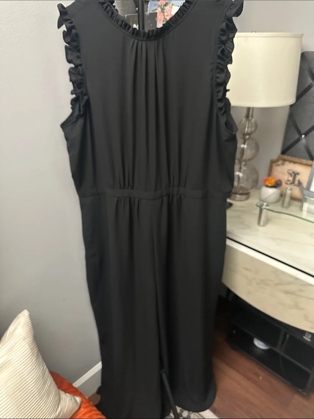 J. Crew Black Ruffle-Trim Jumpsuit- Size 20 - NWT